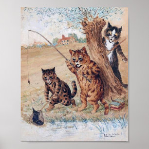 Cat Caught the Boots, Louis Wain Poster