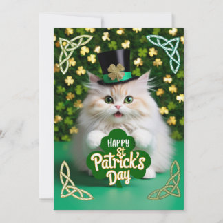 Cat Celebrating St Patricks Day Save The Date