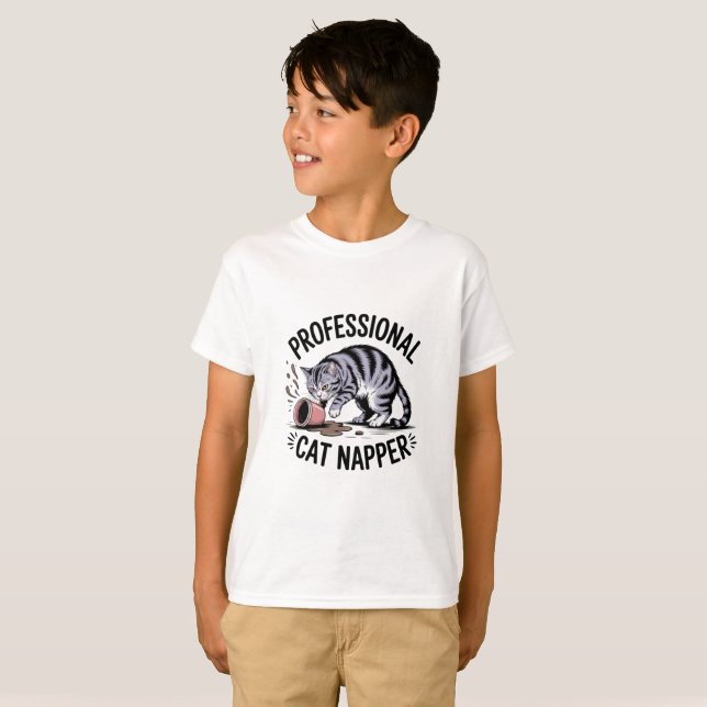 Cat Chaos Humor Kids T-Shirt (Front Full)