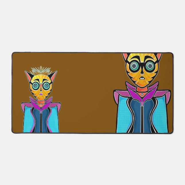 Cat characters desk mat (Front)