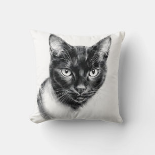 Cat Charcoal Throw Pillow