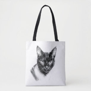 Cat Charcoal Tote Bag