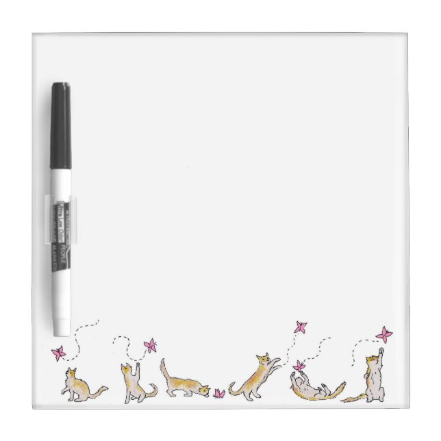 Cat Chasing a Butterfly dry erase board (Front)