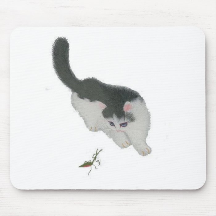 Cat Chasing Cricket Mouse Pads