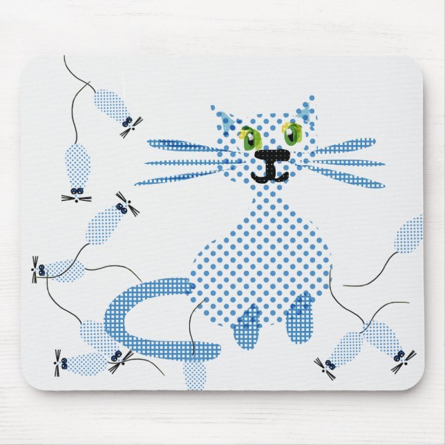 Cat chasing mice mouse pad (Front)