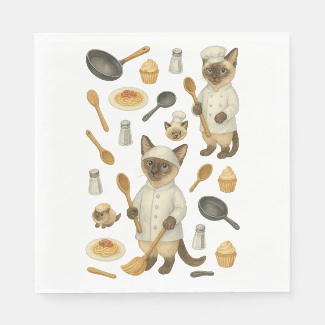 Cat Chef Cooking Party for Cat Lovers Napkins (Front)