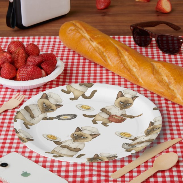 Cat Chef is cooking Breakfast  Paper Plates (Picnic)