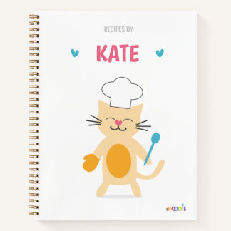 Cat Chef Personalized Kids Recipe Notebook