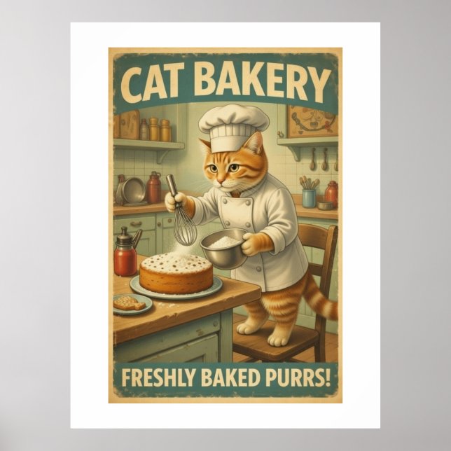 Cat Chef Poster Wall Art (Front)