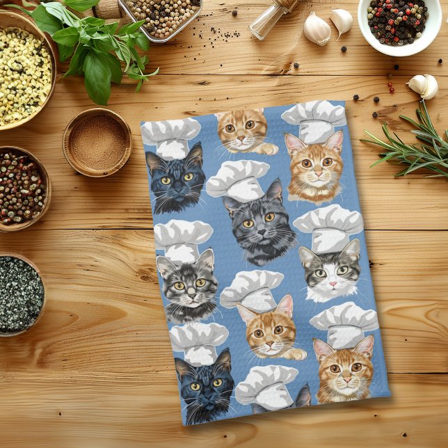Cat Chefs Cooks Cute Pattern Kitchen Towel (Creator Uploaded)