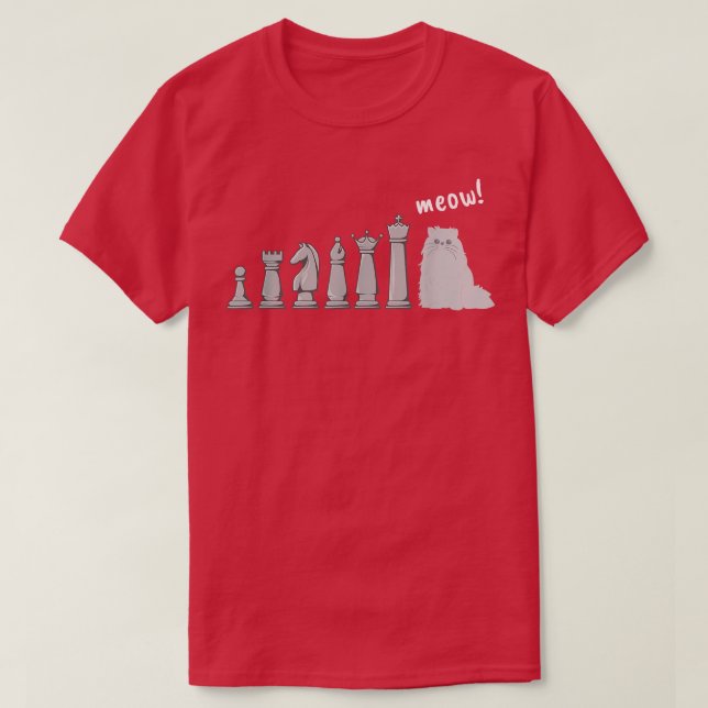 Cat Chess Pawn Meow Funny Chess Player  T-Shirt (Design Front)