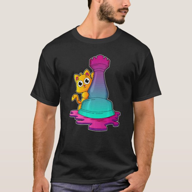 Cat Chess pieces Chess Board game   T-Shirt (Front)