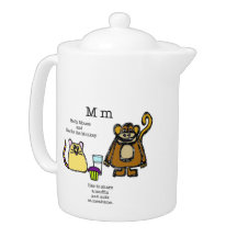 cat & chicken / mouse & monkey teapot