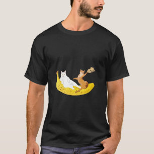 Cat chilling on banana holding hat T-Shirt