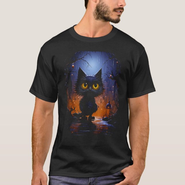 Cat-ching Spirits Pawsitively Haunting T-Shirt (Front)