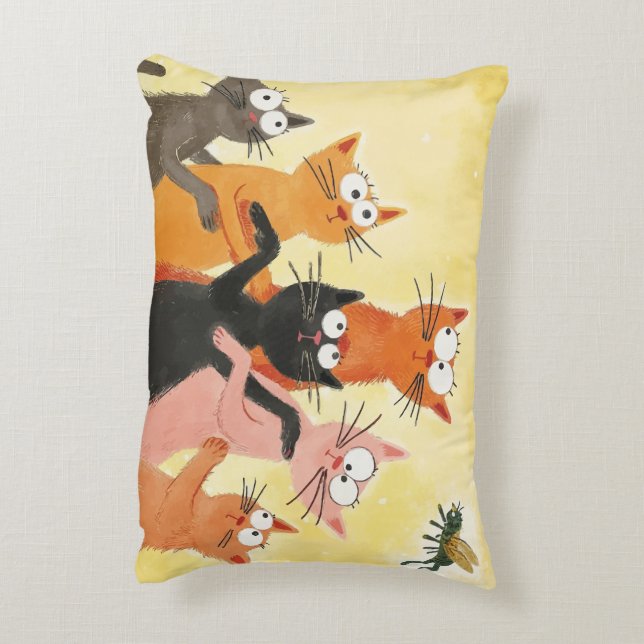 Cat-ching the Buzz Accent Pillow (Back(Vertical))