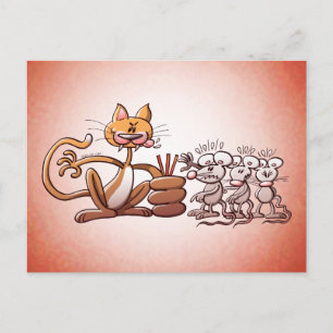 Cat Choosing a Mouse by Drawing the Short Straw Postcard