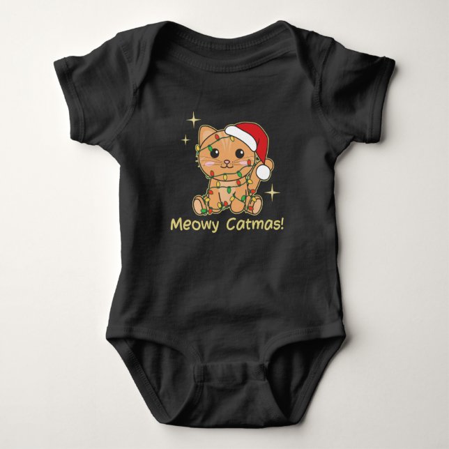 Cat Christmas Animals Cute Cats Meowy Catmas Baby Bodysuit (Front)