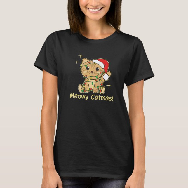 Cat Christmas Animals Cute Cats Meowy Catmas   T-Shirt (Front)