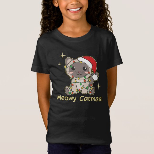 Cat Christmas Animals Cute Cats Meowy Catmas T-Shirt (Front)