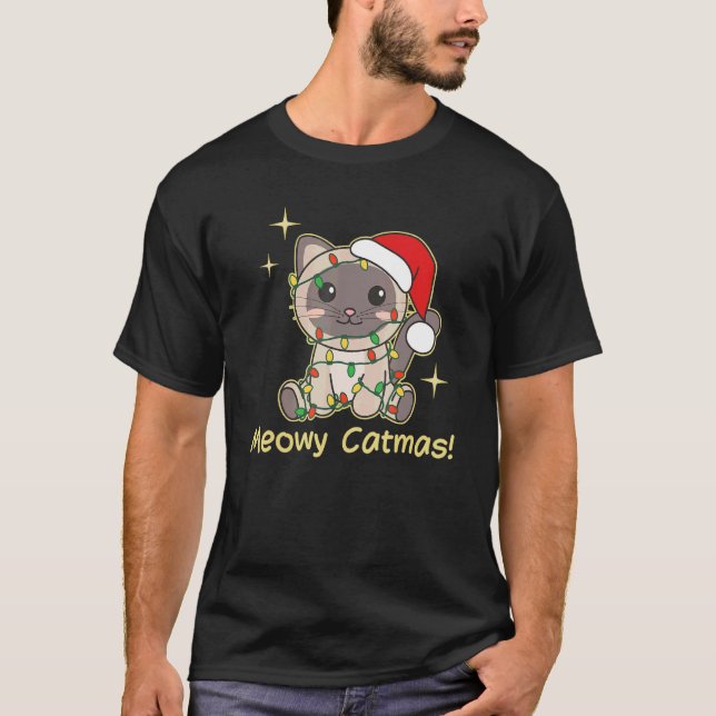 Cat Christmas Animals Cute Cats Meowy Catmas T-Shirt (Front)