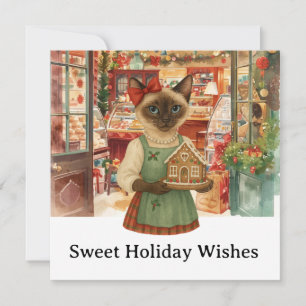 Cat Christmas Bakery for Cat Lovers Holiday Card