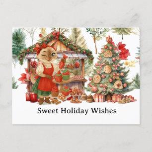 Cat Christmas Bakery for Cat Lovers Holiday Postcard