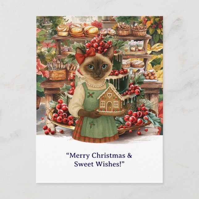 Cat Christmas Bakery themed for Cat lovers Postcard (Front)