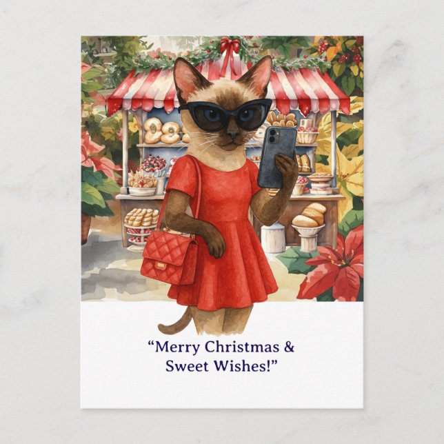 Cat Christmas Bakery themed for Cat lovers Postcard (Front)