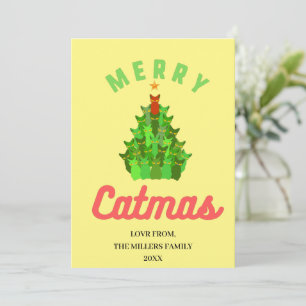 Cat Christmas Card, Merry Catmas, Friend Christmas Holiday Card