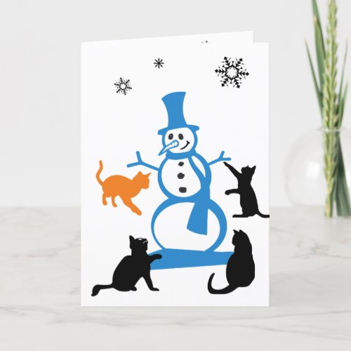 Cat Christmas Card Walking In A Winter Wonderland