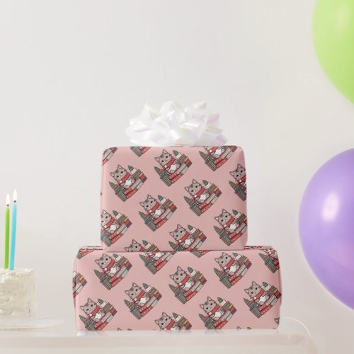 Cat Christmas Cats Pink wrapping paper