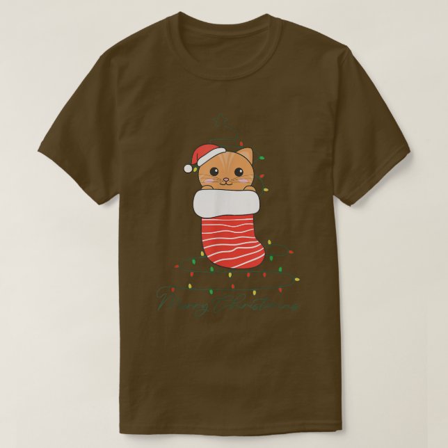 Cat Christmas Christmas Animals fairy lights Cats  T-Shirt (Design Front)