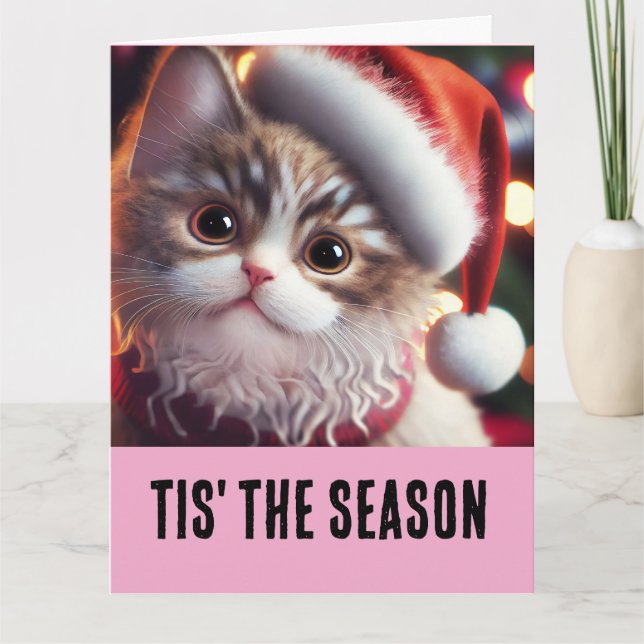 CAT CHRISTMAS CUTE FUNNY Greeting Card (Front)