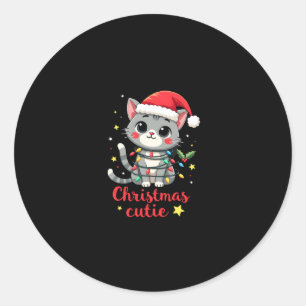 Cat Christmas Cutie Cats Christmas T-Shirt for Men Classic Round Sticker