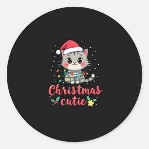 Cat Christmas Cutie Cats Christmas T-Shirt for Men Classic Round Sticker