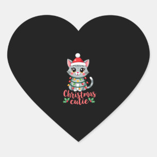 Cat Christmas Cutie Cats Christmas T-Shirt for Men Heart Sticker