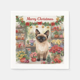 Cat Christmas flower arrangement by florist Napkins