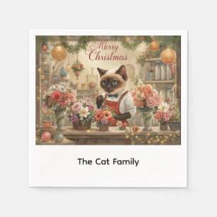 Cat Christmas flower arrangement by florist Napkins