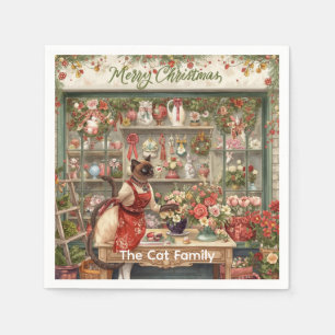 Cat Christmas flower arrangement by florist Napkins