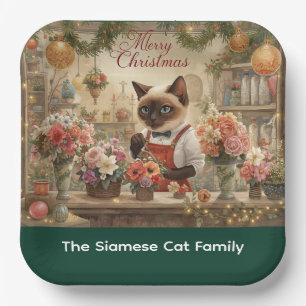 Cat Christmas flower arrangement by florist Paper Plates