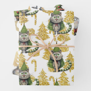Cat Christmas for Cat Lovers Wrapping Paper Sheets