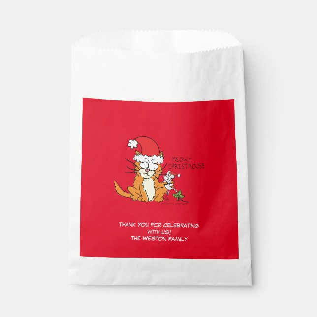 Cat  Christmas Funny Cartoon Cute Mouse Favor Bag (Front)