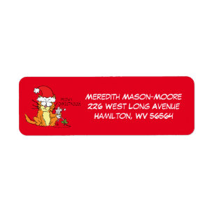 Cat  Christmas Funny Cartoon Cute Mouse Label