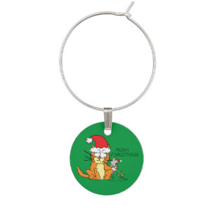 Cat  Christmas Funny Cartoon Cute Mouse Wine Charm