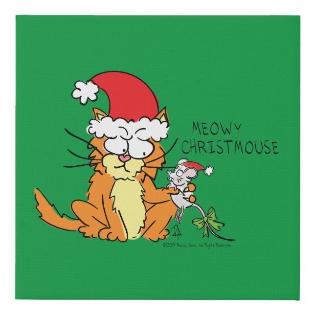 Cat Christmas Funny Faux Canvas Print (Front)