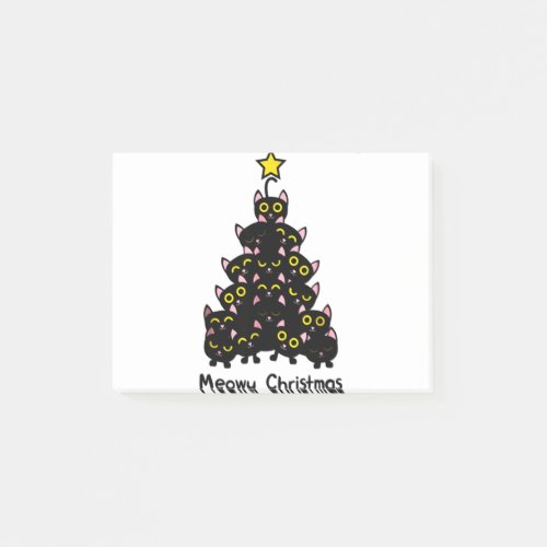Cat Christmas Funny Meowy Christmas Tree Black Cat Post_it Notes