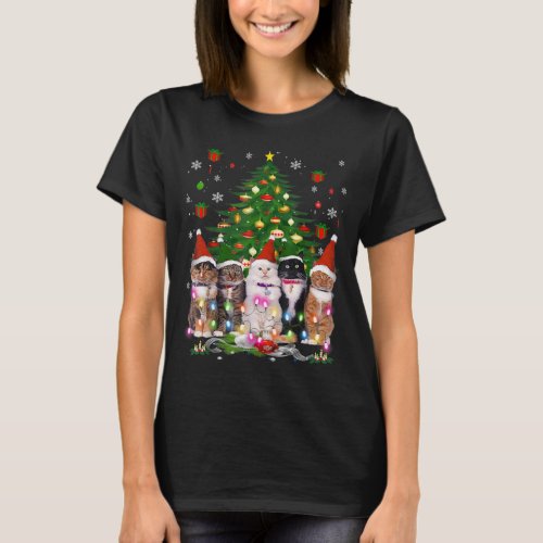 Cat Christmas Funny Meowy Christmas Tree Cat T_Shirt