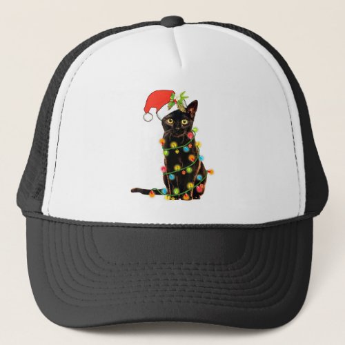 Cat Christmas Funny Meowy Christmas Tree Cat Trucker Hat