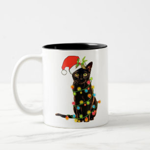 Cat Christmas Funny Meowy Christmas Tree Cat Two-Tone Coffee Mug